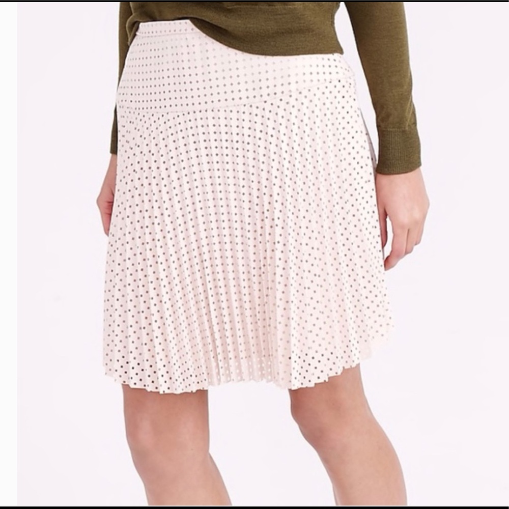J.CREW Laser-cut pleated skirt, Nude, Size 0
